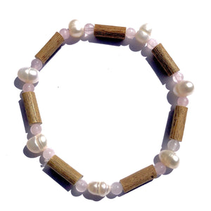 Hazel-Gemstone Freshwater Pearl & Rose Quartz