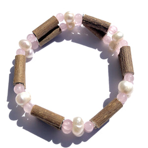 Hazel-Gemstone Freshwater Pearl & Rose Quartz