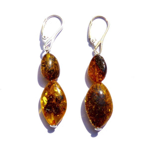 Baltic Amber Dark Green - Pair Of Earrings - Baltic Amber Jewelry