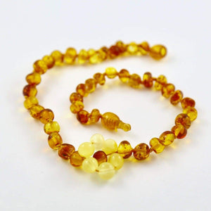 Baltic Amber Flower - 12 Necklace - Lighter Center Bead - Pop Clasp - Baltic Amber Jewelry