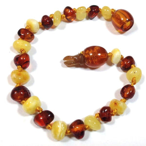 Baltic Amber Milk & Cognac - 5.5 Bracelet / Anklet - Pop Clasp - Baltic Amber Jewelry