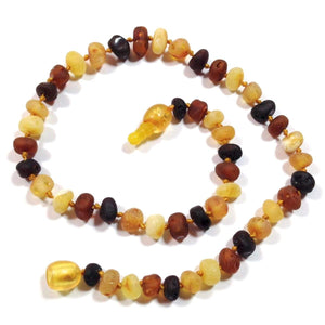 Baltic Amber Multicolored Semi-Polish - 12 Necklace - Pop Clasp - Baltic Amber Jewelry