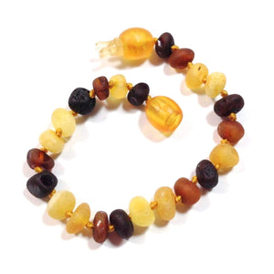 Baltic Amber Multicolored Semi-Polish - 5.5 Bracelet / Anklet - Pop Clasp - Baltic Amber Jewelry