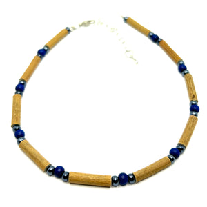 Hazelwood Dark Blue Wooden & Hematite