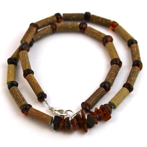 Hazel-Amber Dark Cognac (Chips On Necklace) - 16 Necklace - Hazelwood & Baltic Amber Jewelry