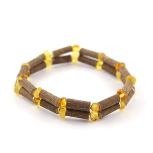 Hazel-Amber Honey - 7 Double Bracelet - Hazelwood & Baltic Amber Jewelry
