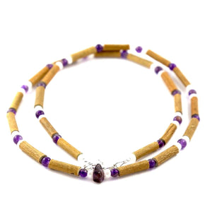 Hazel-Gemstone Amethyst & White Quartz - 16 Necklace - Hazelwood & Gemstone Jewelry