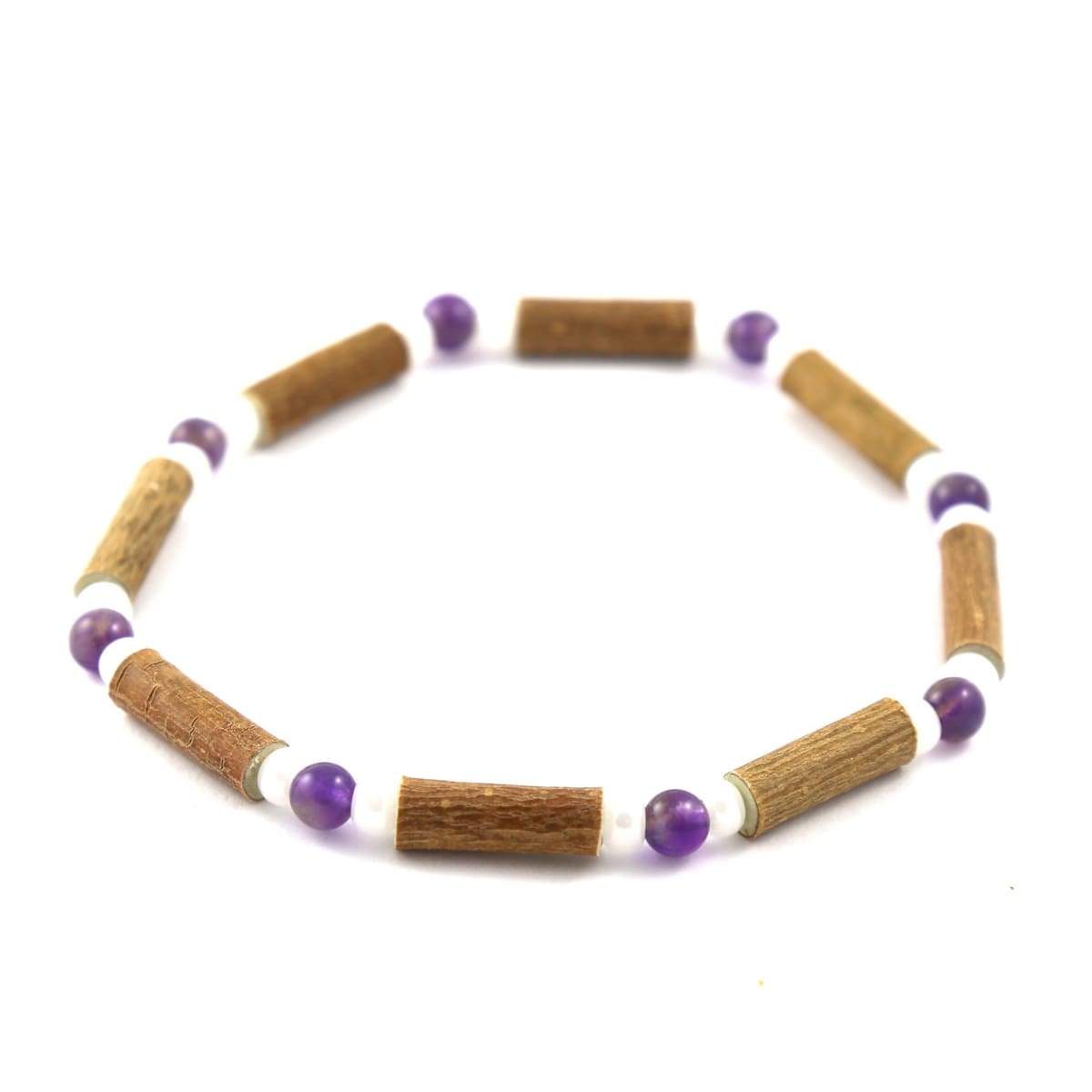Hazel-Gemstone Amethyst & White Quartz - 7 Bracelet - Hazelwood & Gemstone Jewelry