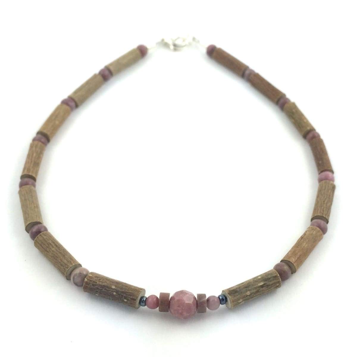 Hazel-Gemstone Pink Rhodonite - 11 Necklace - Lobster Claw Clasp - Hazelwood & Gemstone Jewelry