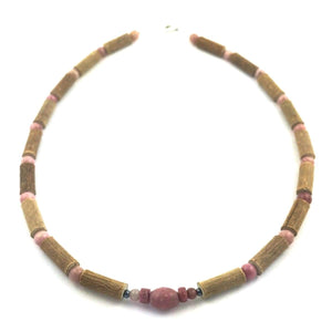 Hazel-Gemstone Pink Rhodonite - 13.5 Necklace - Lobster Claw Clasp - Hazelwood & Gemstone Jewelry