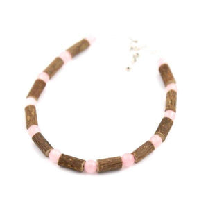 Hazel-Gemstone Rose Quartz - 6-7 Adjustable Anklet - Lobster Claw Clasp - Hazelwood & Gemstone Jewelry