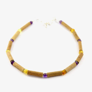 Hazelwood Amber & Amethyst - 9.5-10.5 Adjustable Anklet - Hazelwood & Gemstone Jewelry