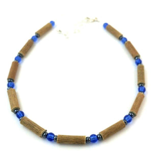 Hazelwood Blue & Hematite - 9.5-10.5 Adjustable Anklet - Hazelwood Jewelry