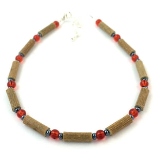 Hazelwood Red & Hematite - 9.5-10.5 Adjustable Anklet - Hazelwood Jewelry
