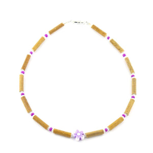 Hazelwood Violet Flower - 11 Necklace - Barrel Twist Clasp - Hazelwood Jewelry