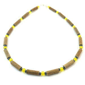 Hazelwood Yellow & Hematite - 13.5 Necklace - Lobster Claw Clasp - Hazelwood Jewelry