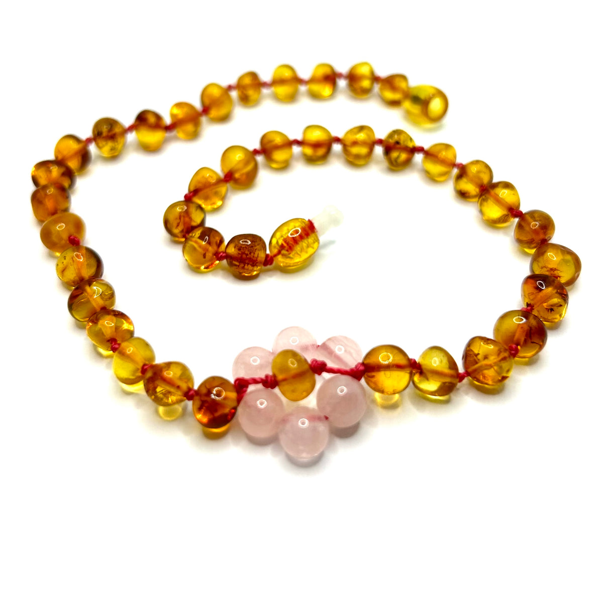 Honey Amber & Rose Quartz Flower