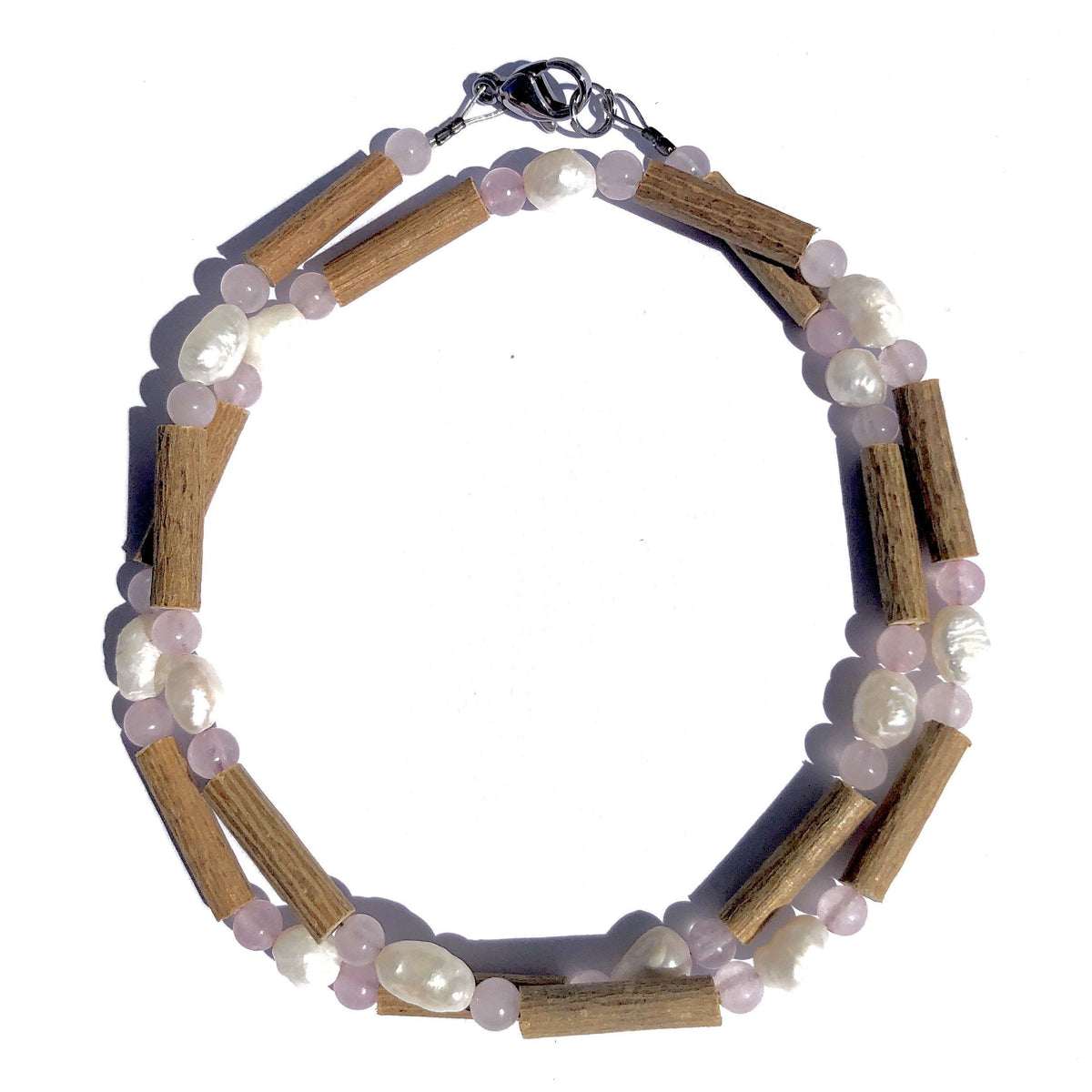 Hazel-Gemstone Freshwater Pearl &amp; Rose Quartz