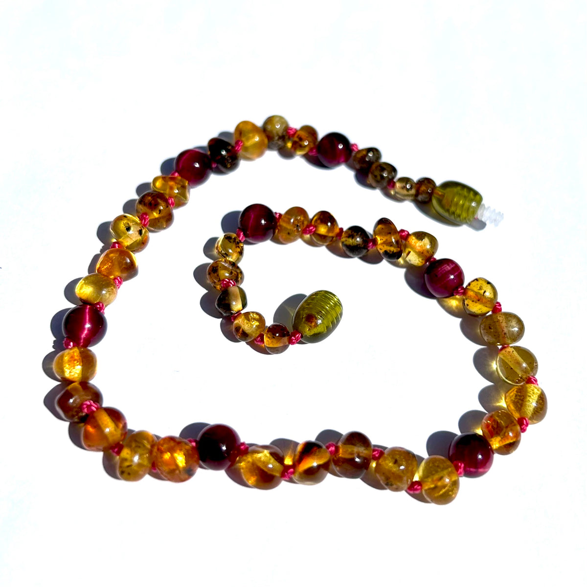 Light Green Amber &amp; Magenta Tiger Eye