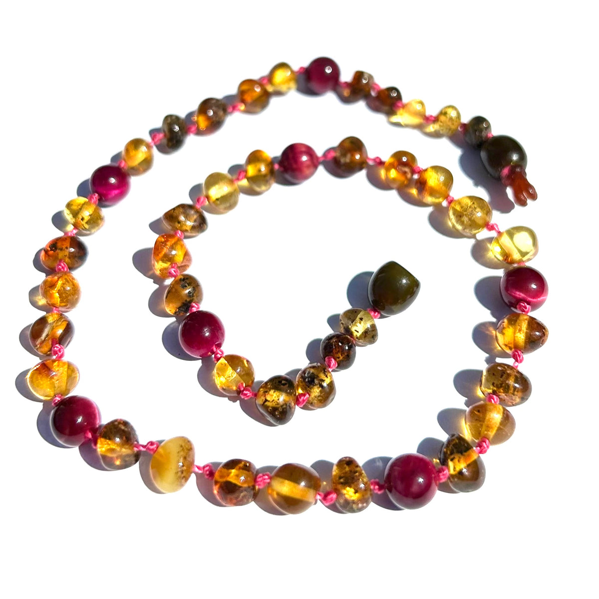 Light Green Amber &amp; Magenta Tiger Eye