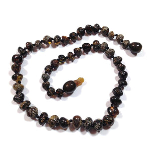 Baltic Amber Dark Green - 12 Necklace - Pop Clasp - Baltic Amber Jewelry
