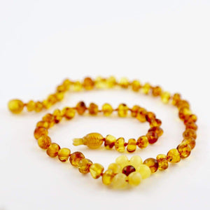 Baltic Amber Flower - 12 Necklace - Darker Center Bead - Pop Clasp - Baltic Amber Jewelry