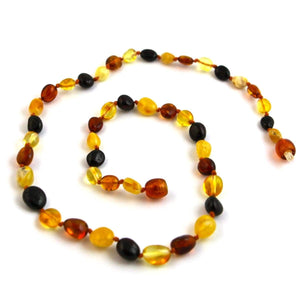 Baltic Amber Multicolored Bean - 16 Necklace - Baltic Amber Jewelry