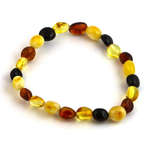 Baltic Amber Multicolored Bean - 7 Bracelet - Baltic Amber Jewelry