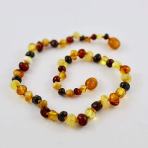 Baltic Amber Multicolored Round - 12 Necklace - Twist Clasp - Baltic Amber Jewelry