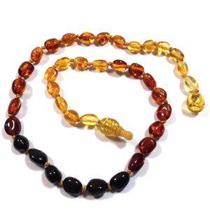Baltic Amber Rainbow Bean - 12 Necklace - Pop Clasp - Baltic Amber Jewelry