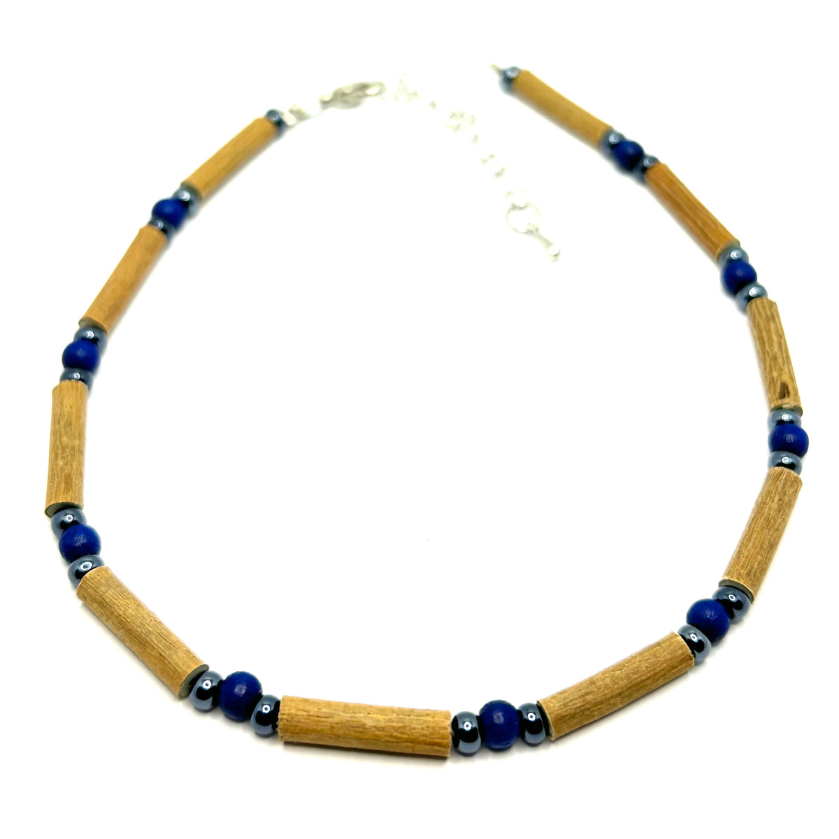 Hazelwood Dark Blue Wooden &amp; Hematite