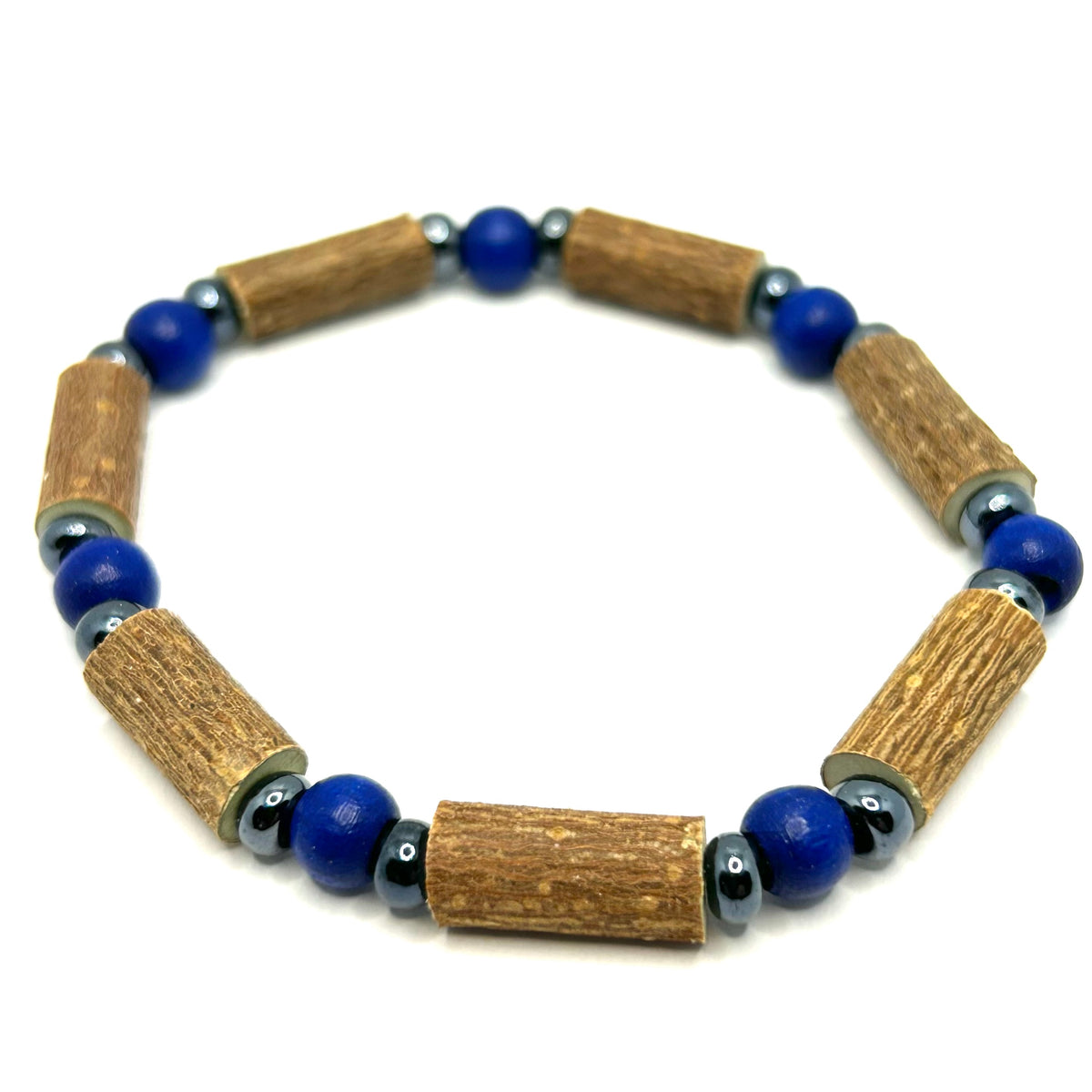 Hazelwood Dark Blue Wooden &amp; Hematite