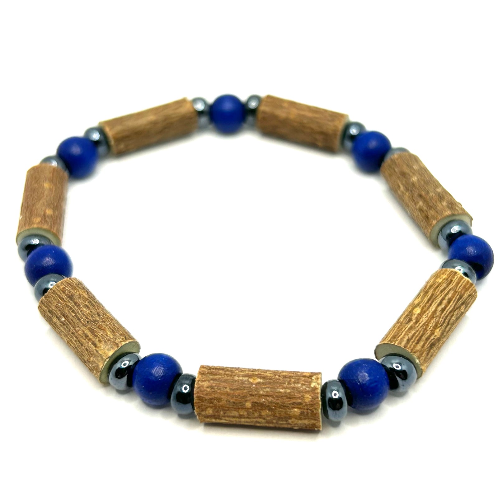 Hazelwood Dark Blue Wooden & Hematite