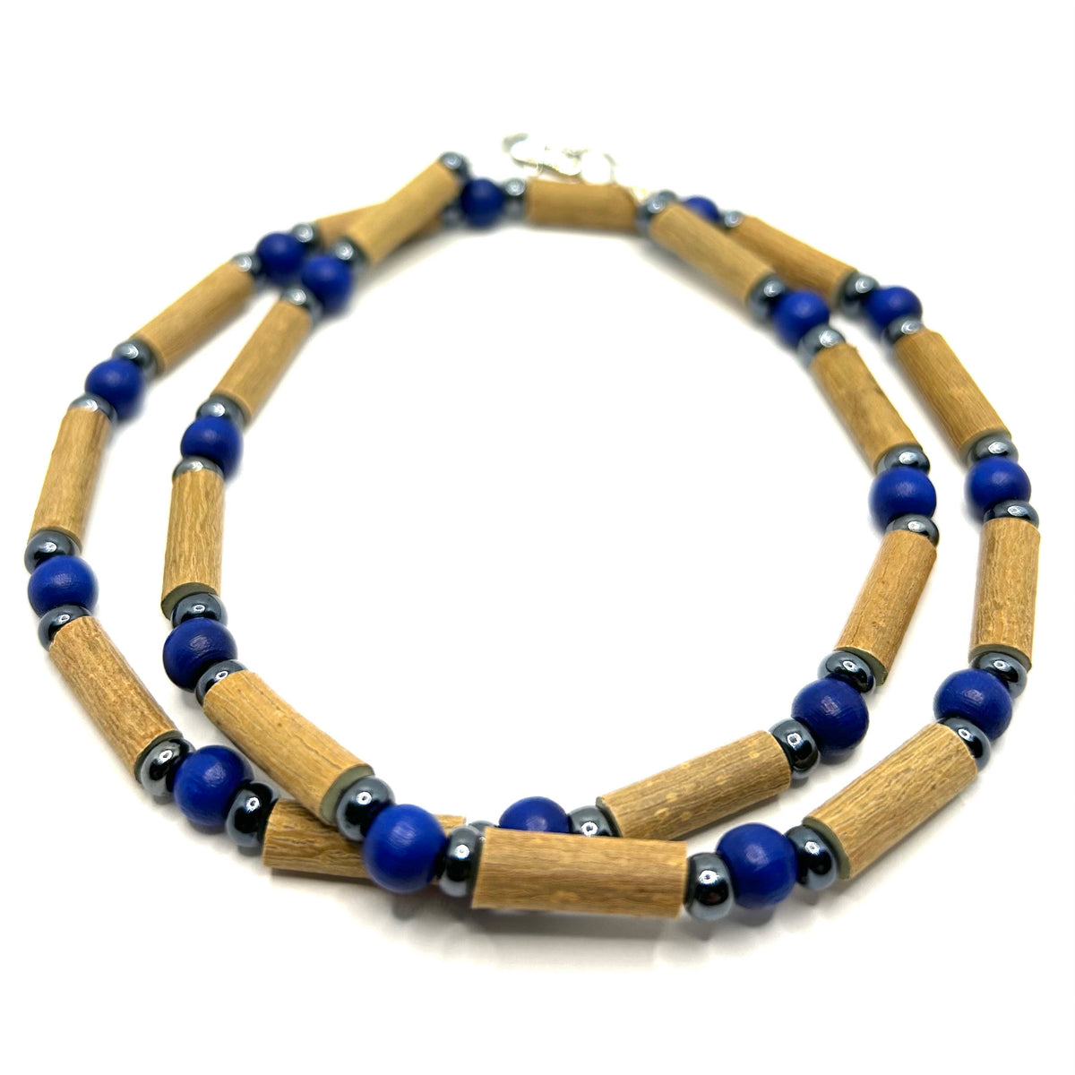 Hazelwood Dark Blue Wooden &amp; Hematite