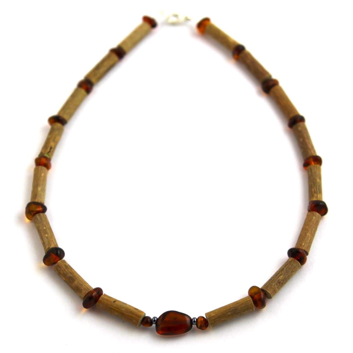 Hazel-Amber Cognac - 11 Necklace - Lobster Claw Clasp - Hazelwood &amp; Baltic Amber Jewelry