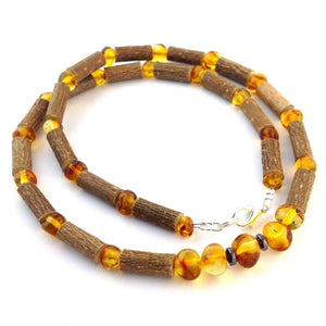 Hazel-Amber Honey - 16 Necklace - Lobster Claw Clasp - Hazelwood & Baltic Amber Jewelry
