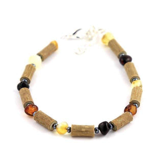 Hazel-Amber Multicolored - 6-7 Adjustable Anklet - Lobster Claw Clasp - Hazelwood & Baltic Amber Jewelry