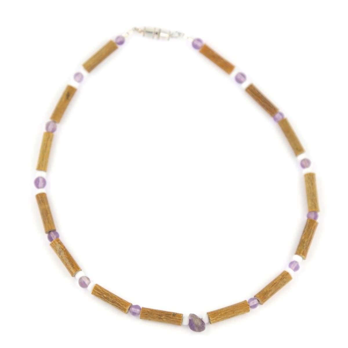 Hazel-Gemstone Amethyst &amp; White Quartz - 11 Necklace - Barrel Twist Clasp - Hazelwood &amp; Gemstone Jewelry