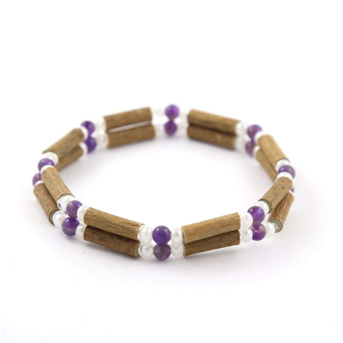 Hazel-Gemstone Amethyst &amp; White Quartz - 7 Double Bracelet - Hazelwood &amp; Gemstone Jewelry