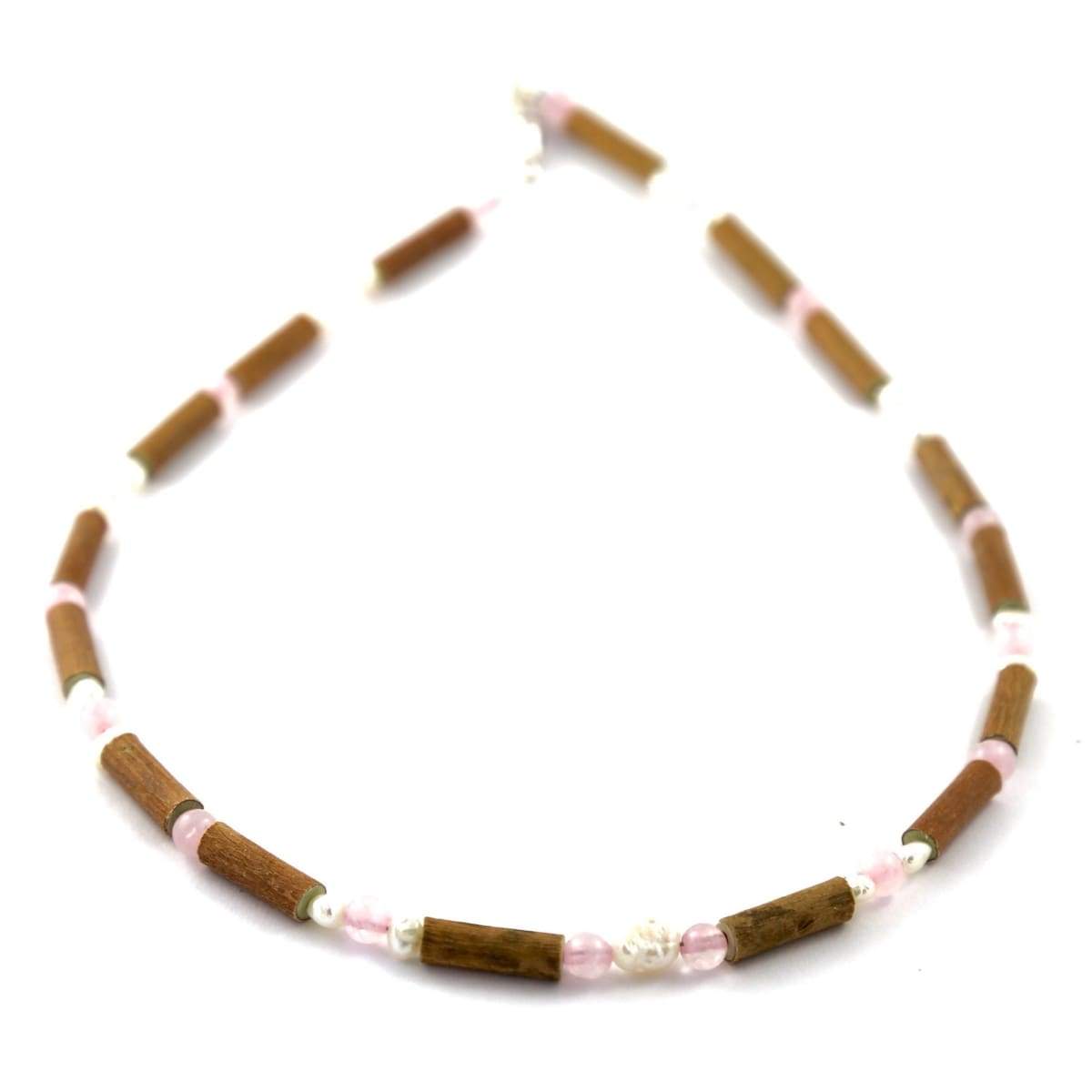 Hazel-Gemstone Freshwater Pearl & Rose Quartz - 11 Necklace - Barrel Twist Clasp - Hazelwood & Gemstone Jewelry