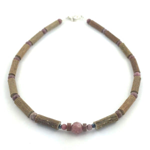Hazel-Gemstone Pink Rhodonite - 11 Necklace - Lobster Claw Clasp - Hazelwood & Gemstone Jewelry