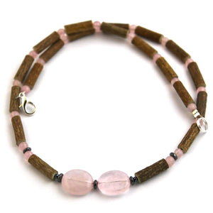 Hazel-Gemstone Rose Quartz - 16 Necklace - Lobster Claw Clasp - Hazelwood & Gemstone Jewelry