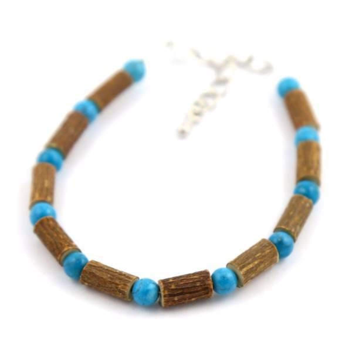 Hazel-Gemstone Turquoise - 6-7 Adjustable Anklet - Lobster Claw Clasp - Hazelwood &amp; Gemstone Jewelry