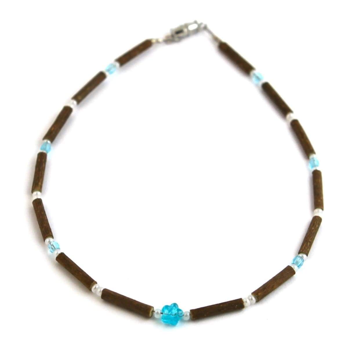 Hazelwood Aqua Flower - 11 Necklace - Barrel Twist Clasp - Hazelwood Jewelry