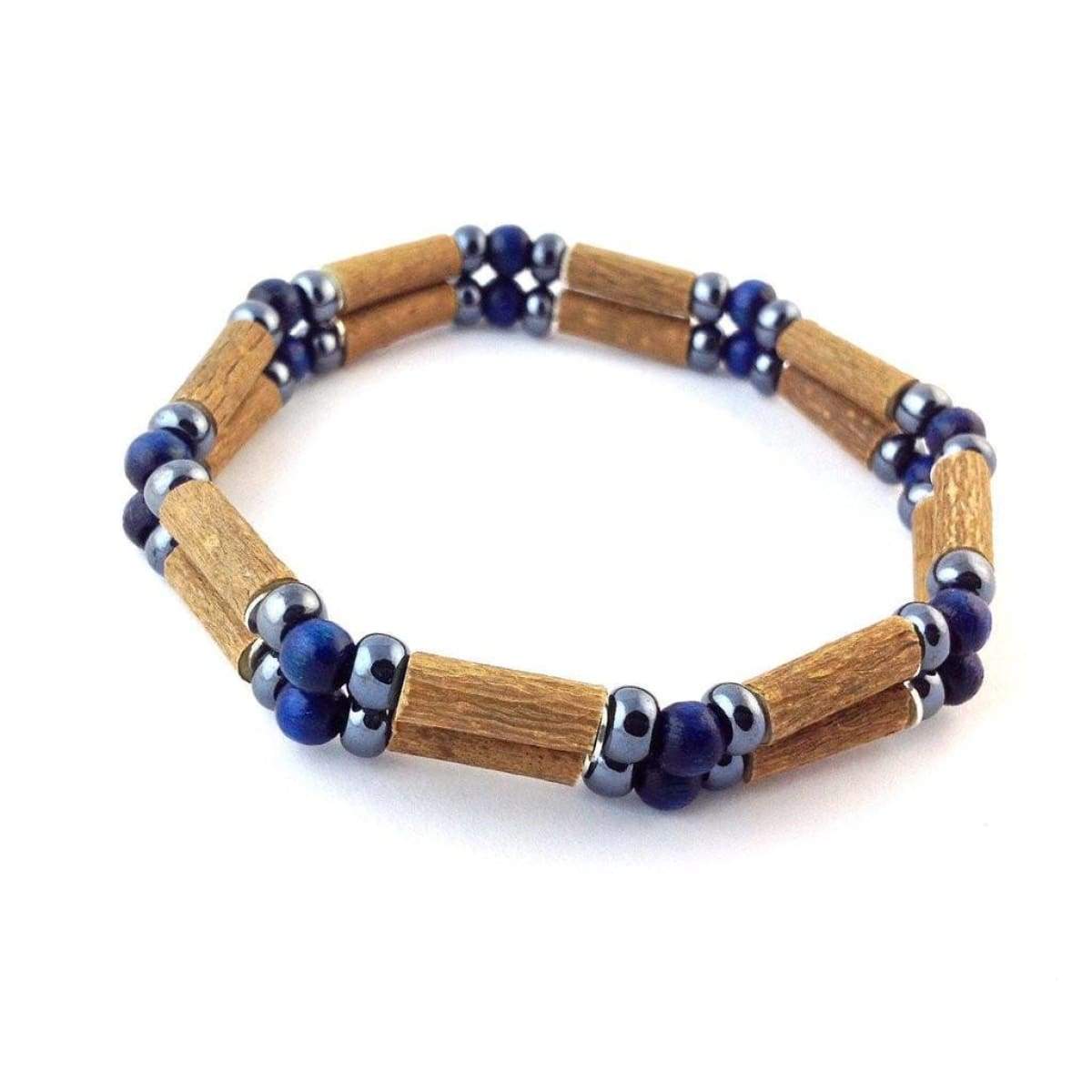 Hazelwood Dark Blue &amp; Hematite - 7 Double Bracelet - Hazelwood Jewelry