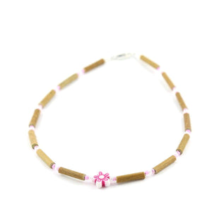 Hazelwood Pink Flower - 11 Necklace - Barrel Twist Clasp - Hazelwood Jewelry