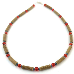 Hazelwood Red & Hematite - 13.5 Necklace - Lobster Claw Clasp - Hazelwood Jewelry