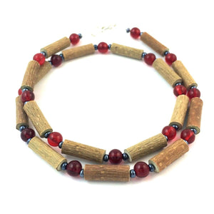 Hazelwood Red & Hematite - 16 Necklace - Hazelwood Jewelry