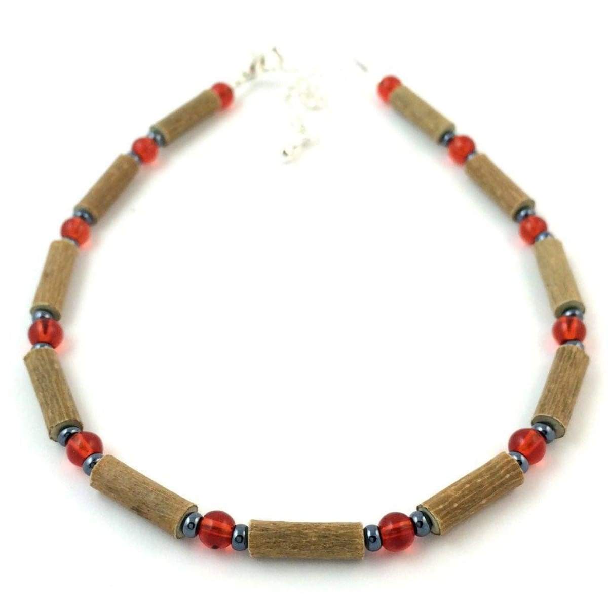 Hazelwood Red & Hematite - 9.5-10.5 Adjustable Anklet - Hazelwood Jewelry