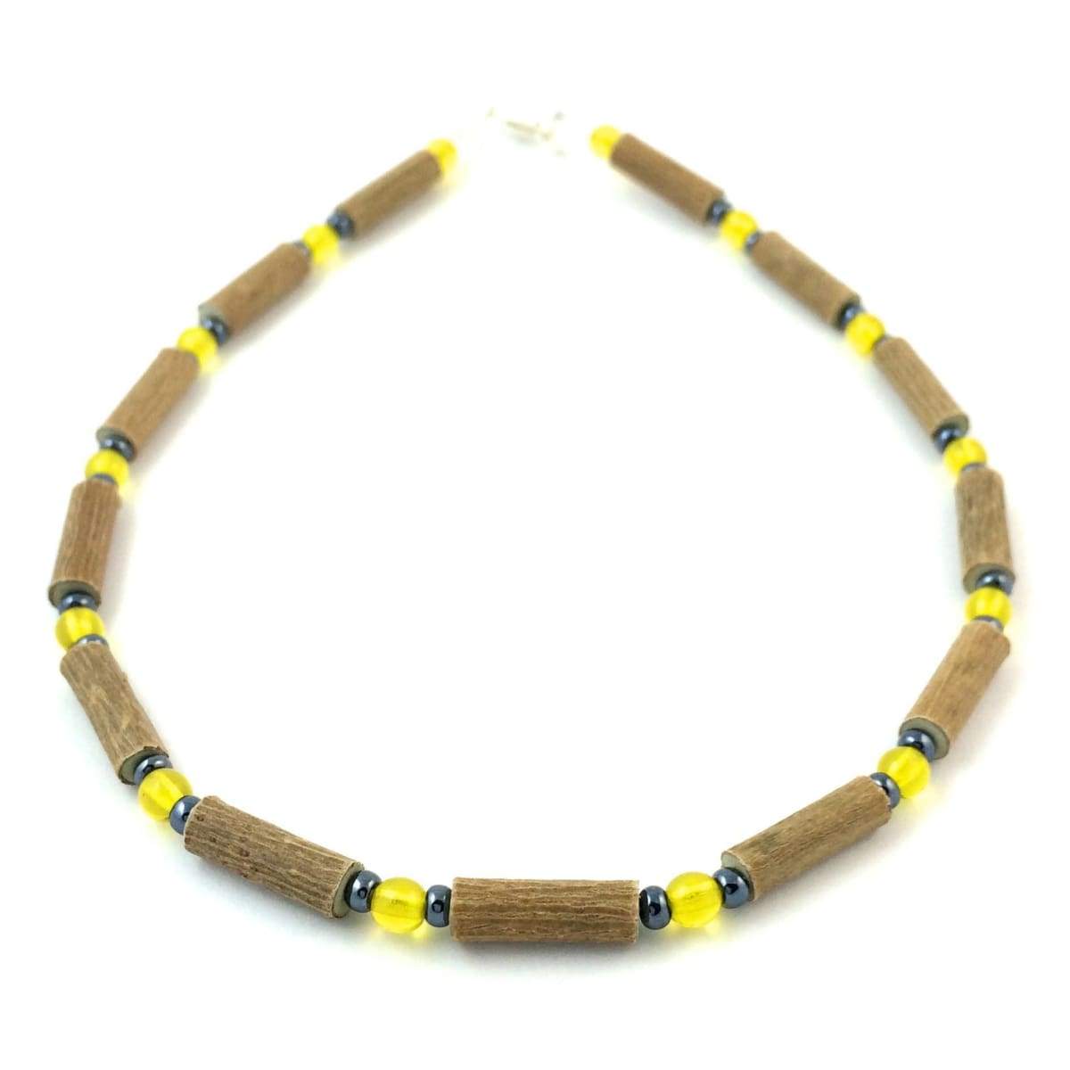 Hazelwood Yellow &amp; Hematite - 11 Necklace - Lobster Claw Clasp - Hazelwood Jewelry